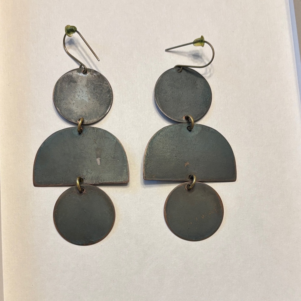 Noonday Collection Metal Tide pool Earrings, beautifully patina